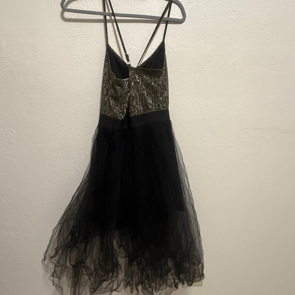 Charlotte‎ Russe Gold Metallic Tulle Skirt Party Dress Womens Large Black Gold - Picture 7 of 12